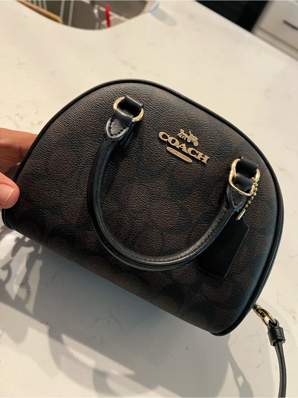 Coach Black and Brown Dome Crossbody Satchel